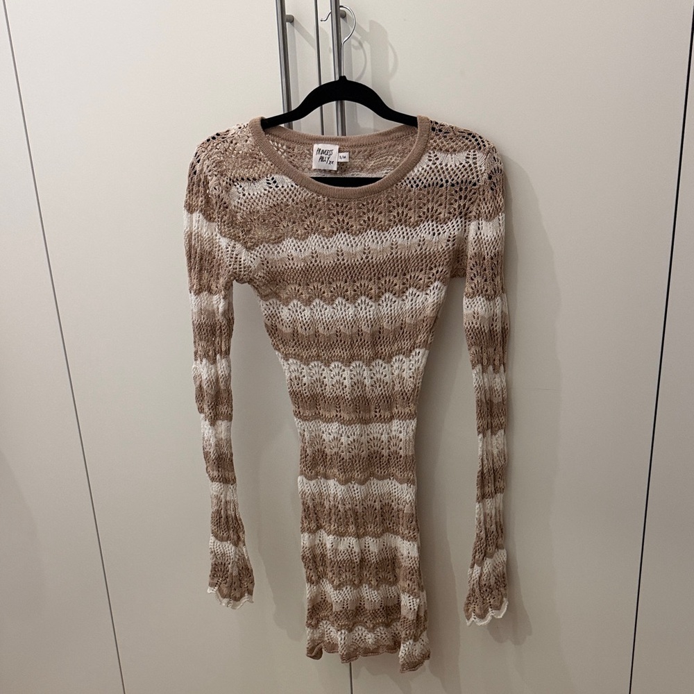 Princess Polly Brown and Cream Knit Dress